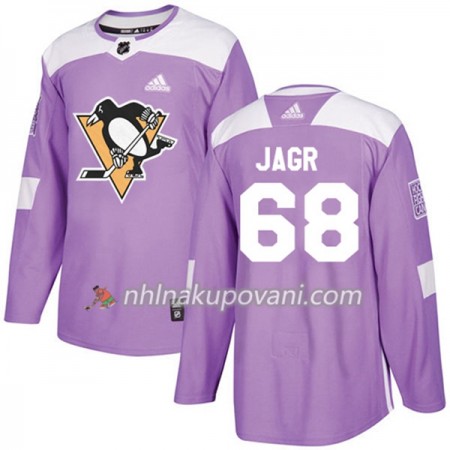 Pittsburgh Penguins Dresy Jaromir Jagr 68 Adidas 2017-2018 Nachová Fights Cancer Practice Authentic - Pánské